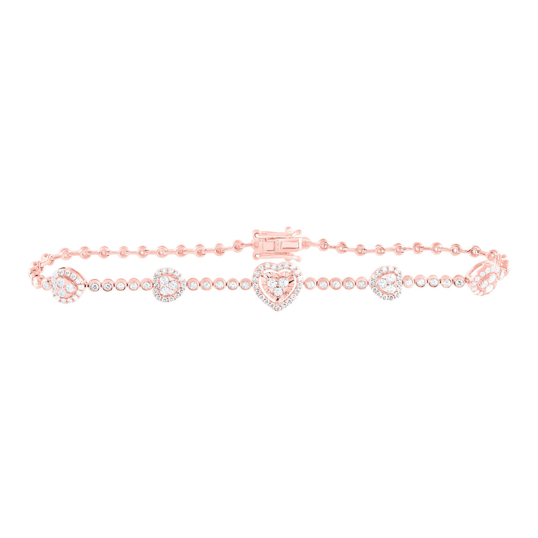 1CTW-NAT DIA CN FASHION HEART BRACELET (7 INCH) Daisy Joyeria