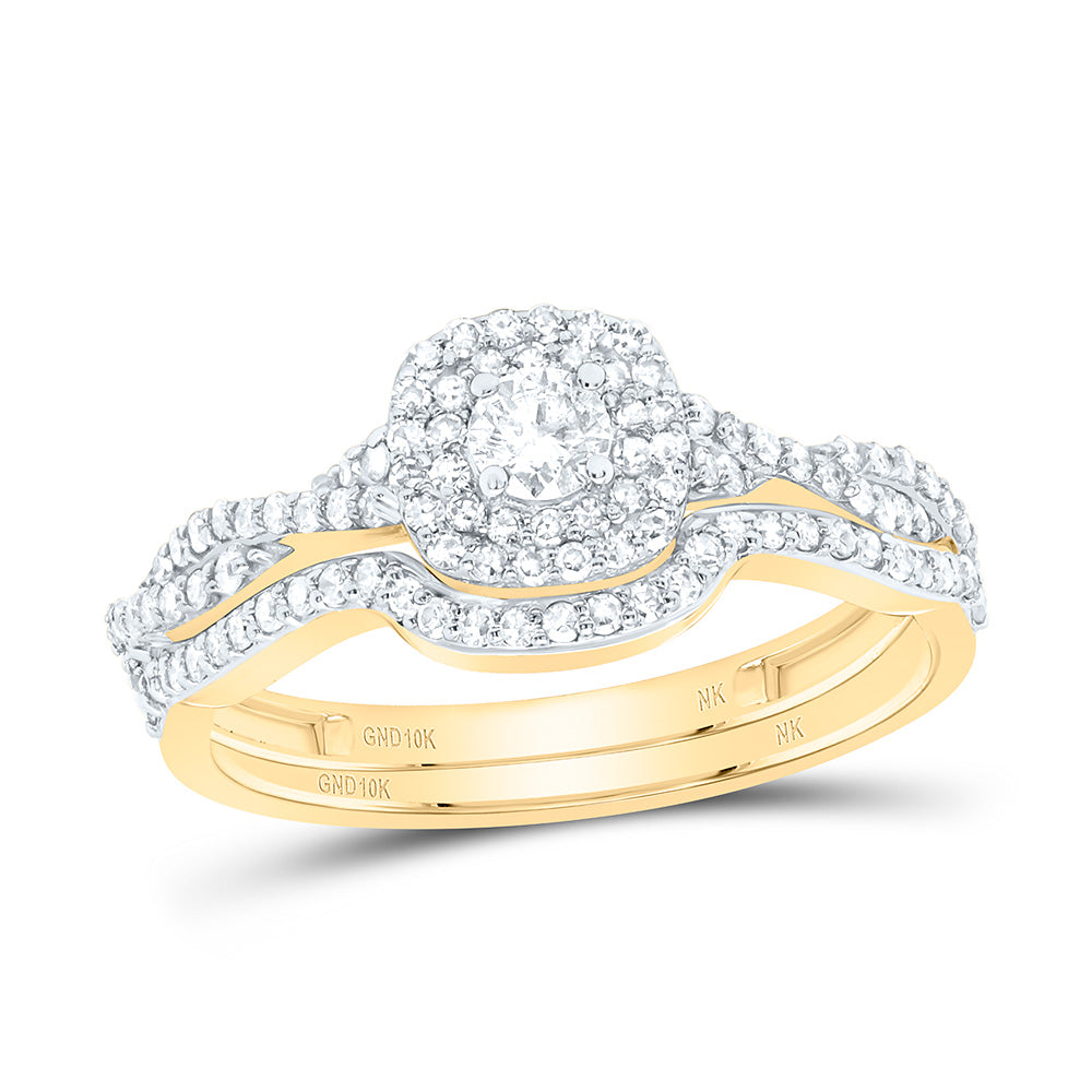 5/8CTW-NAT DIA NK CUSHION DOUBLE HALO BRIDAL SET Daisy Joyeria