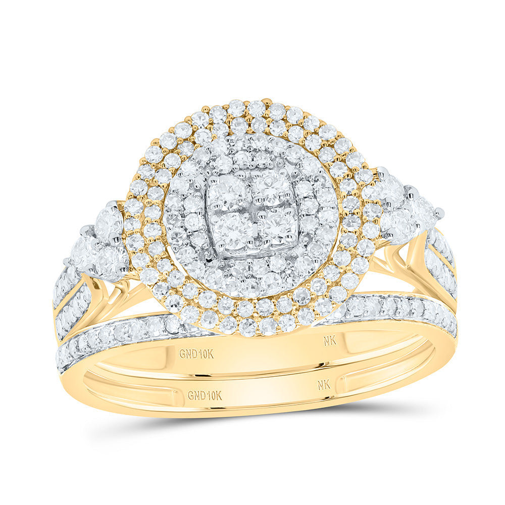 3/4CTW-NAT DIA NK ROUND DOUBLE HALO BRIDAL SET Daisy Joyeria