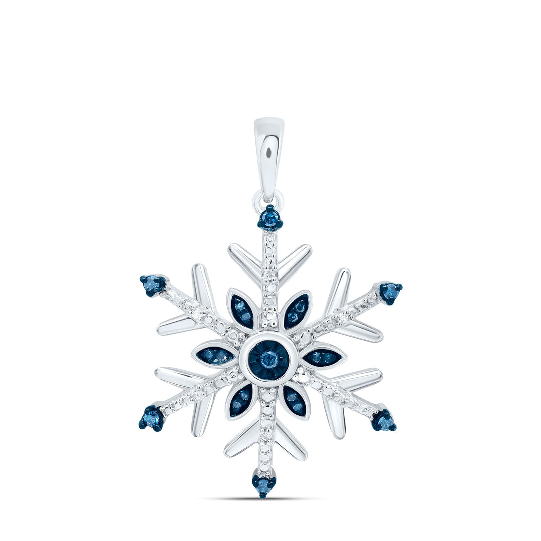 1/10CTW-NAT DIA P1 GIFT BLUE DIA SNOWFLAKE PENDANT Daisy Joyeria