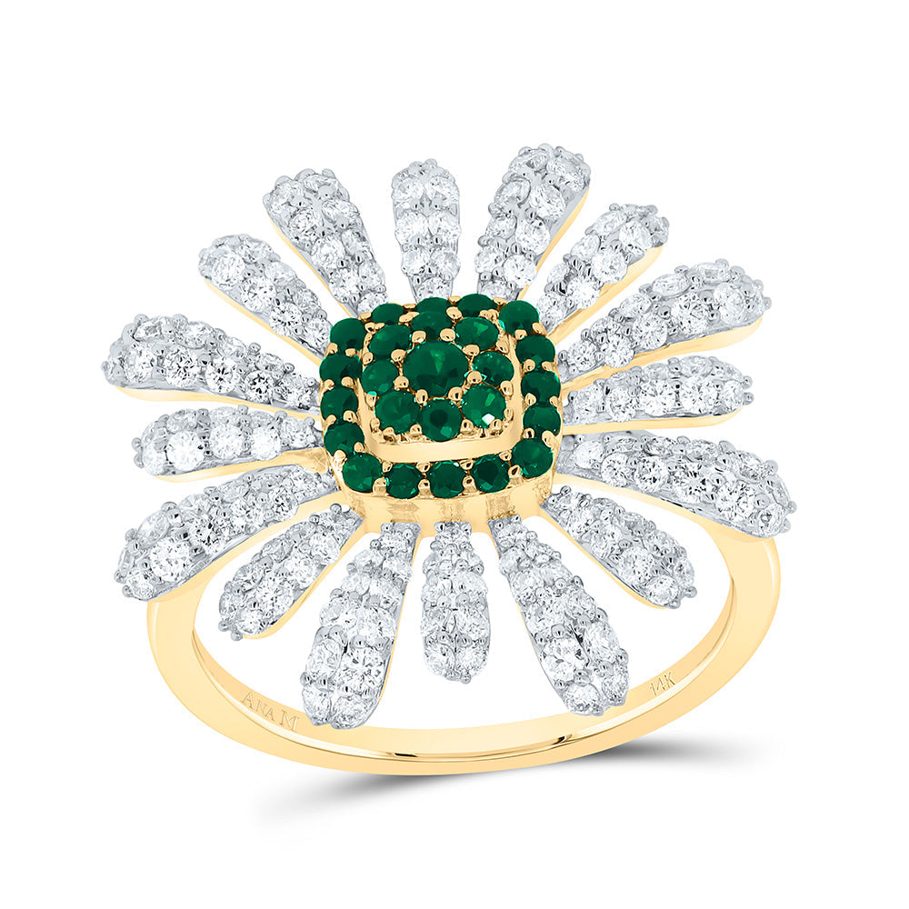 1CTW-NAT DIA ANA M 1/2CTW-RD-EM NAT GEM FLOWER RING Daisy Joyeria