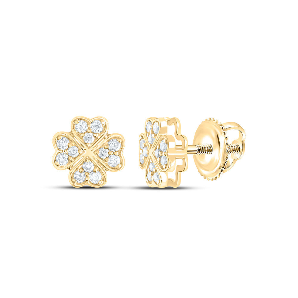 1/6CTW-NAT DIA NK GIFT CLOVER EARRING Daisy Joyeria