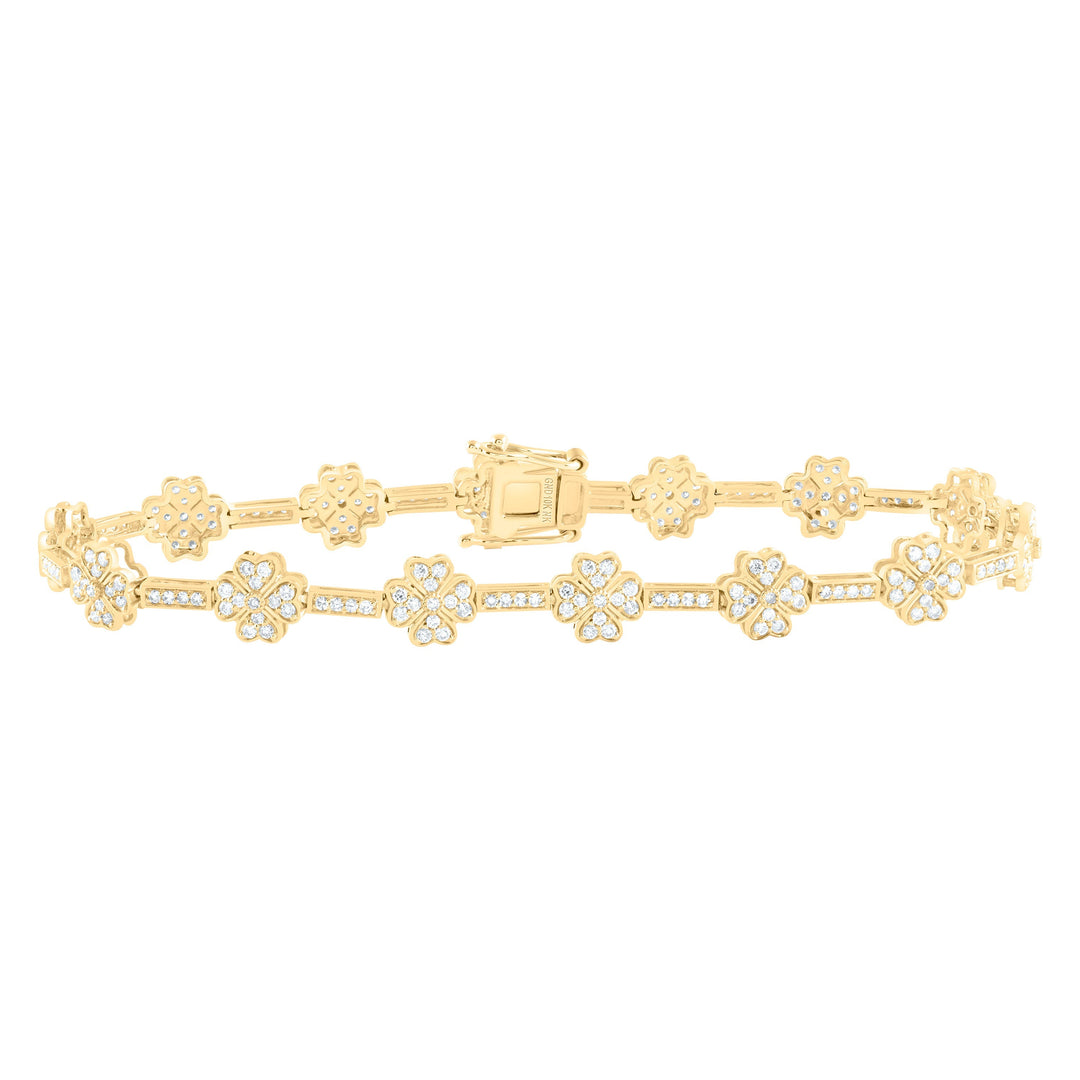 1 1/2CTW-NAT DIA NK FASHION CLOVER BRACELET ( 7 INCH) Daisy Joyeria