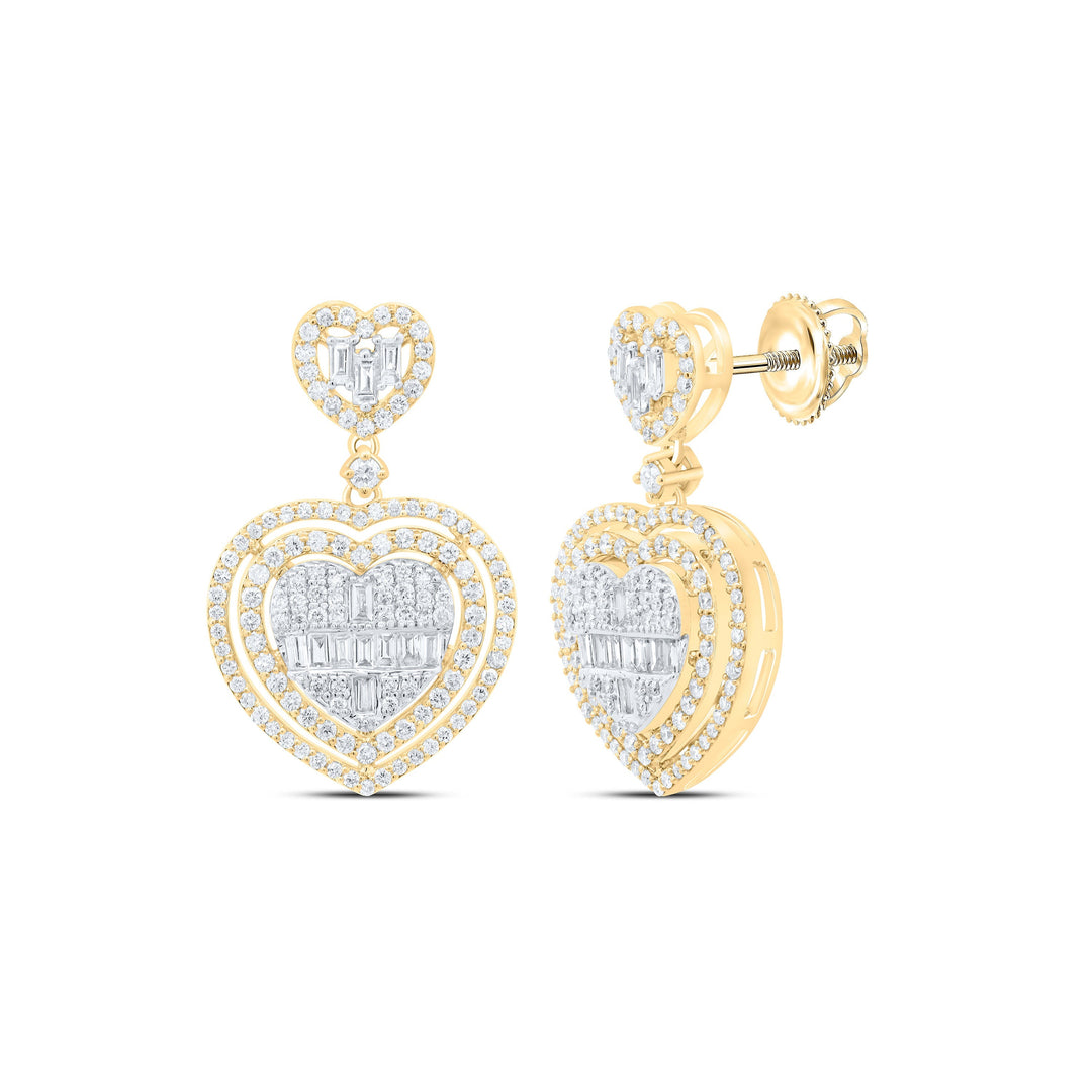 1CTW-NAT DIA ANA M FASHION HEART BAGUETTE DANGLING EARRING Daisy Joyeria