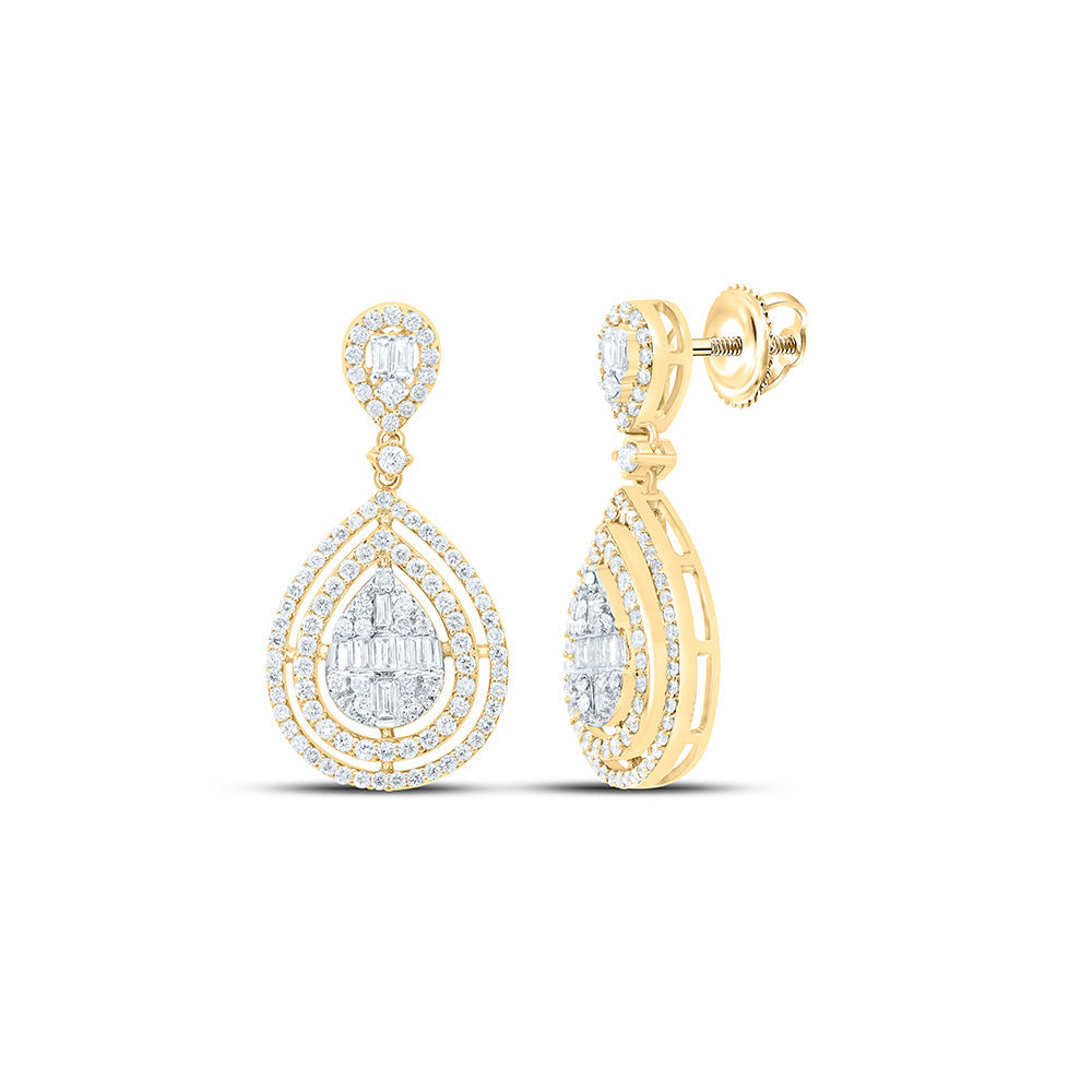 1CTW-NAT DIA ANA M FASHION PEAR BAGUETTE DANGLING EARRING Daisy Joyeria