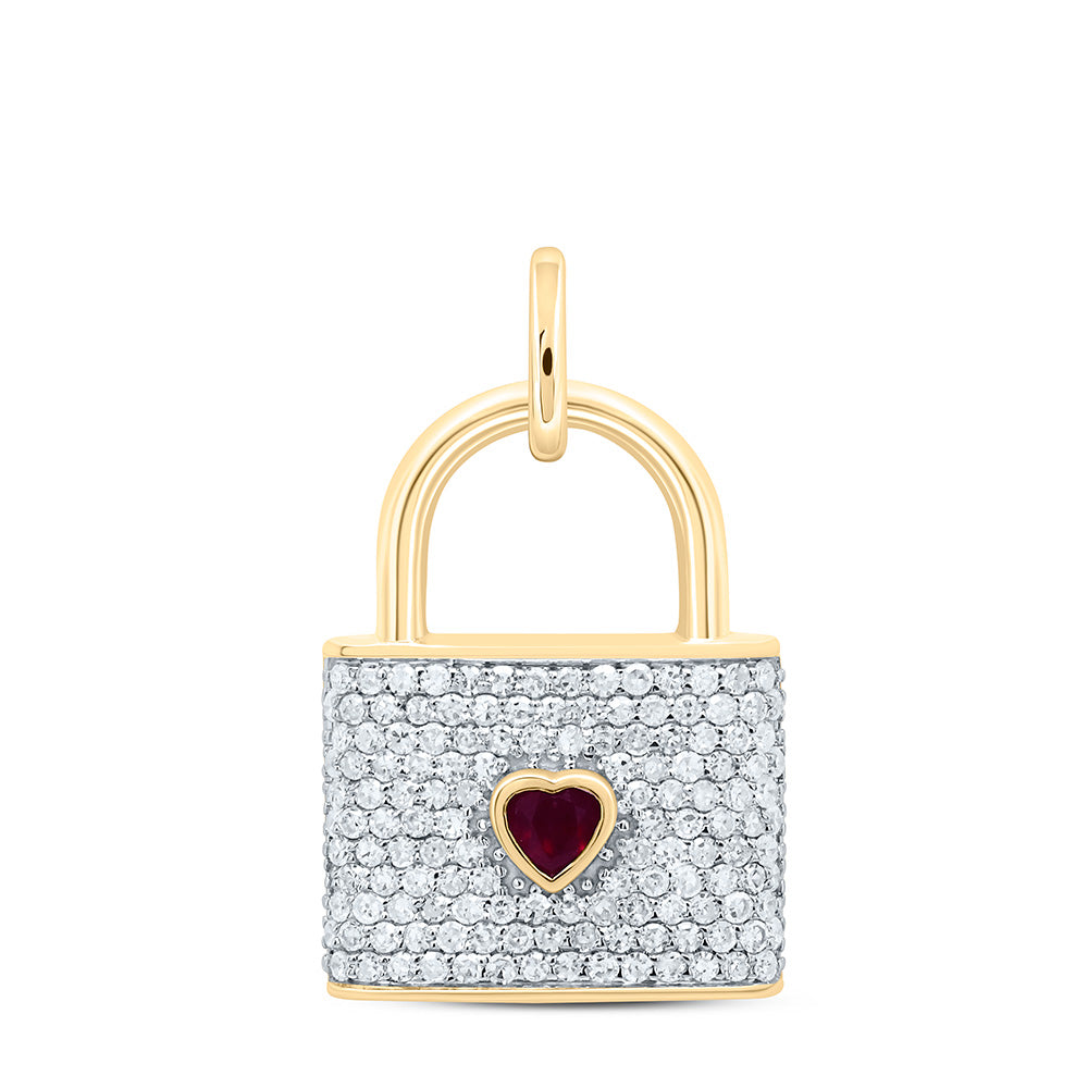 1/2CTW-NAT DIA P1 GIFT 3.00MM HT-RU NAT GEM HEART LOCK PENDANT Daisy Joyeria