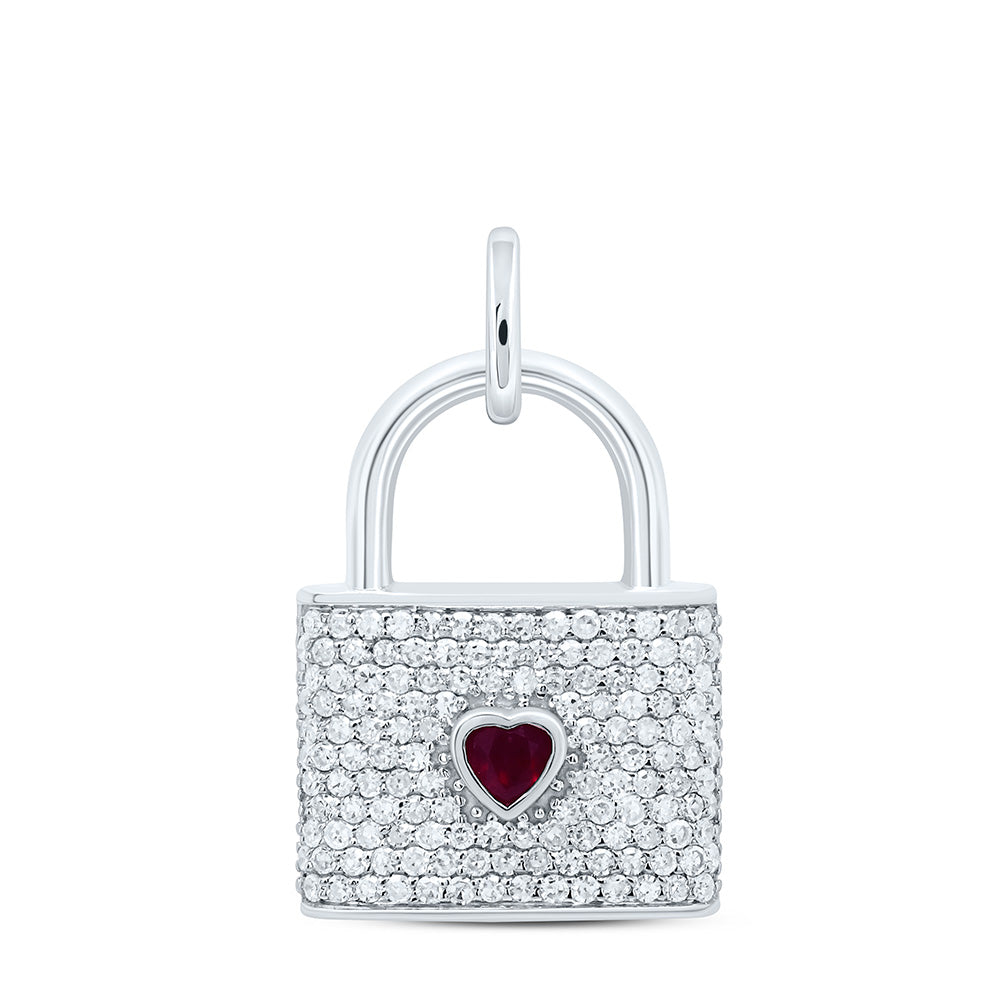 1/2CTW-NAT DIA P1 GIFT 3.00MM HT-RU NAT GEM HEART LOCK PENDANT Daisy Joyeria