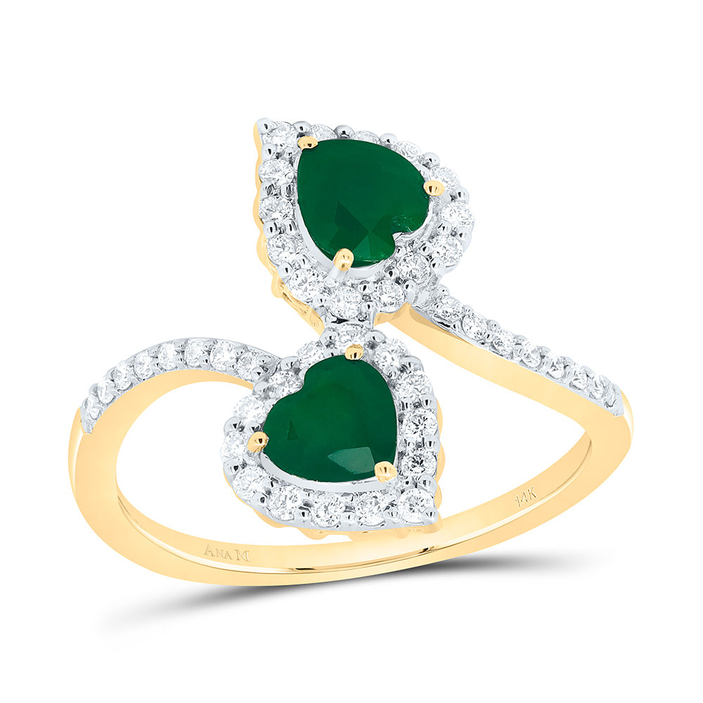 1/3CTW-NAT DIA ANA M 5MM-HT-EM NAT GEM HEART RING Daisy Joyeria
