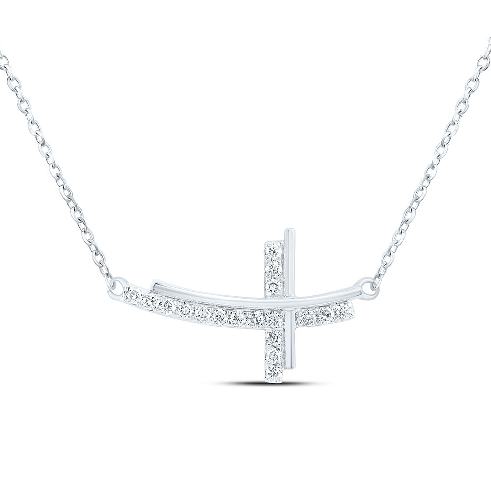 1/5CTW-NAT DIA NK FASHION CROSS NECKLACE (18 INCH) Daisy Joyeria