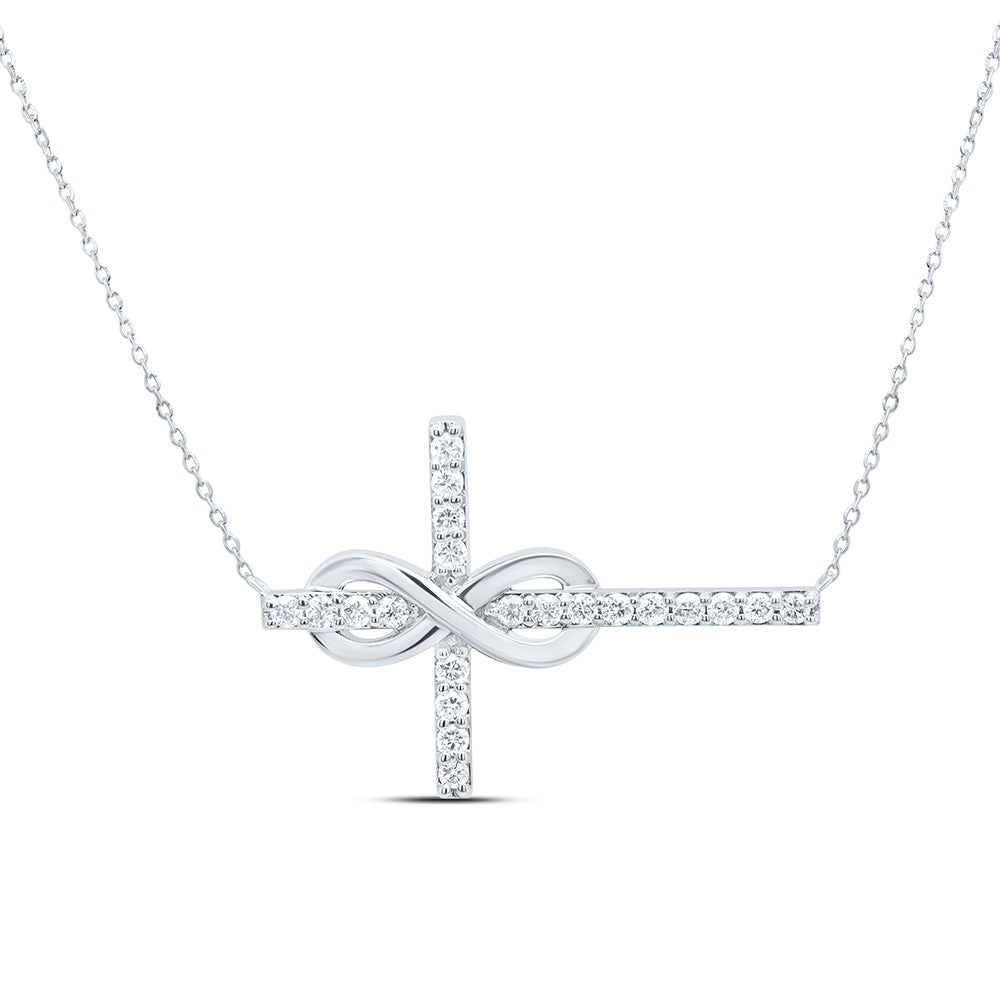 1/4CTW-NAT DIA NK FASHION CROSS NECKLACE (18 INCH) Daisy Joyeria
