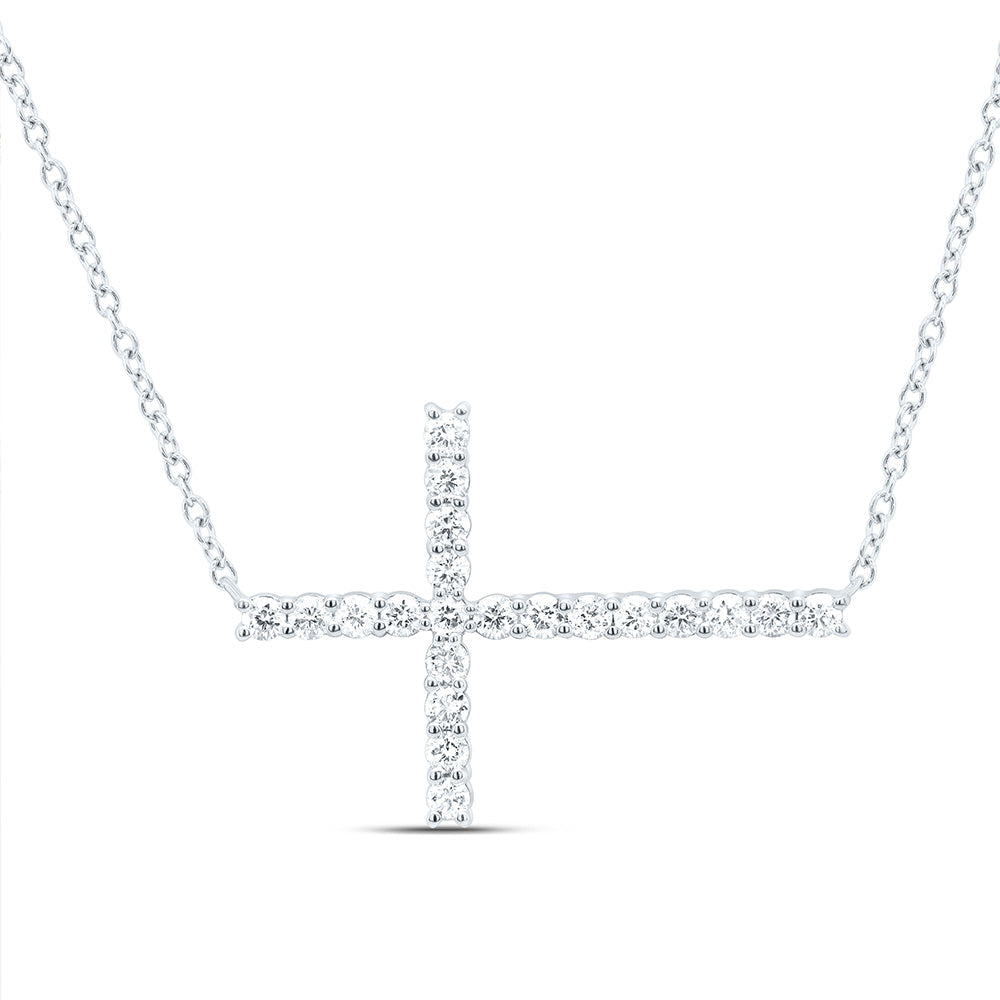 1/2CTW-NAT DIA NK FASHION CROSS NECKLACE (18 INCH) Daisy Joyeria