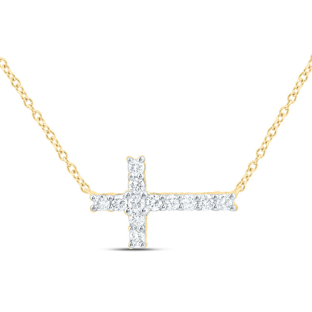 1/4CTW-NAT DIA NK FASHION CROSS NECKLACE (18 INCH) Daisy Joyeria
