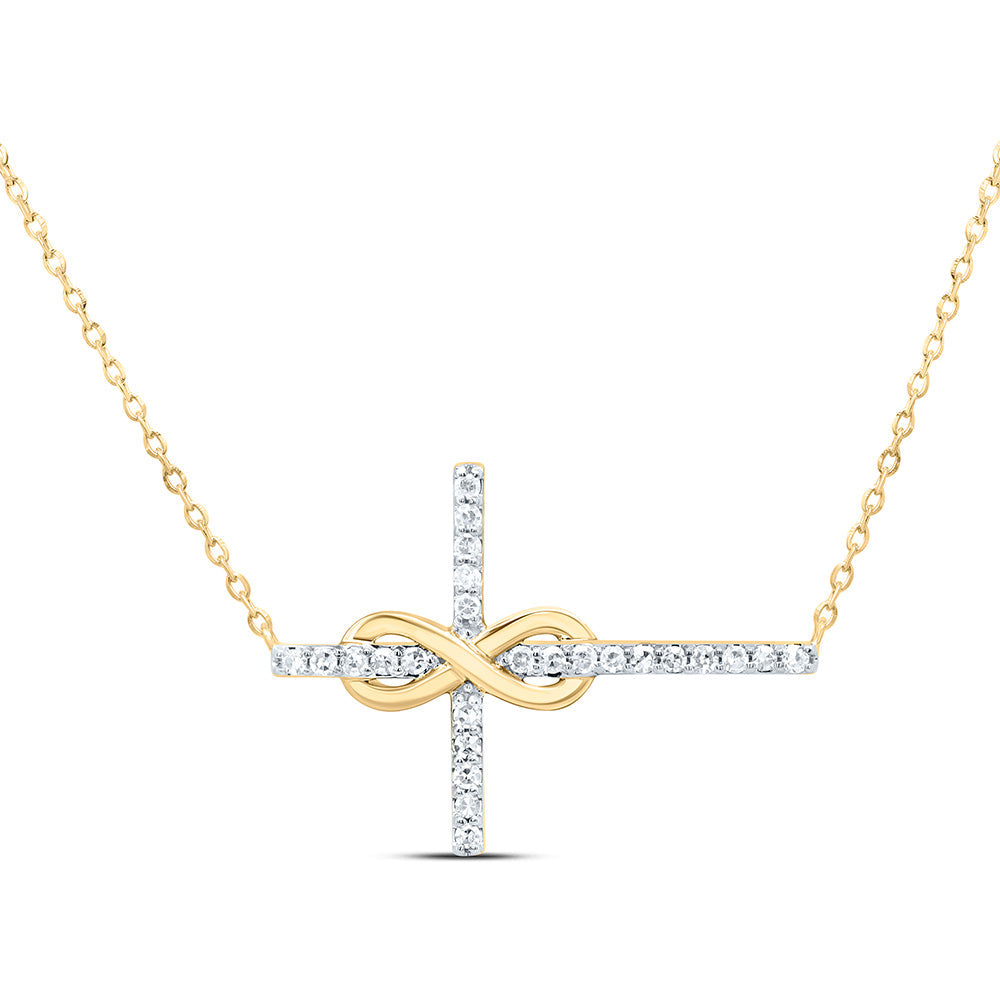 1/10CTW-NAT DIA NK FASHION CROSS NECKLACE (18 INCH) Daisy Joyeria