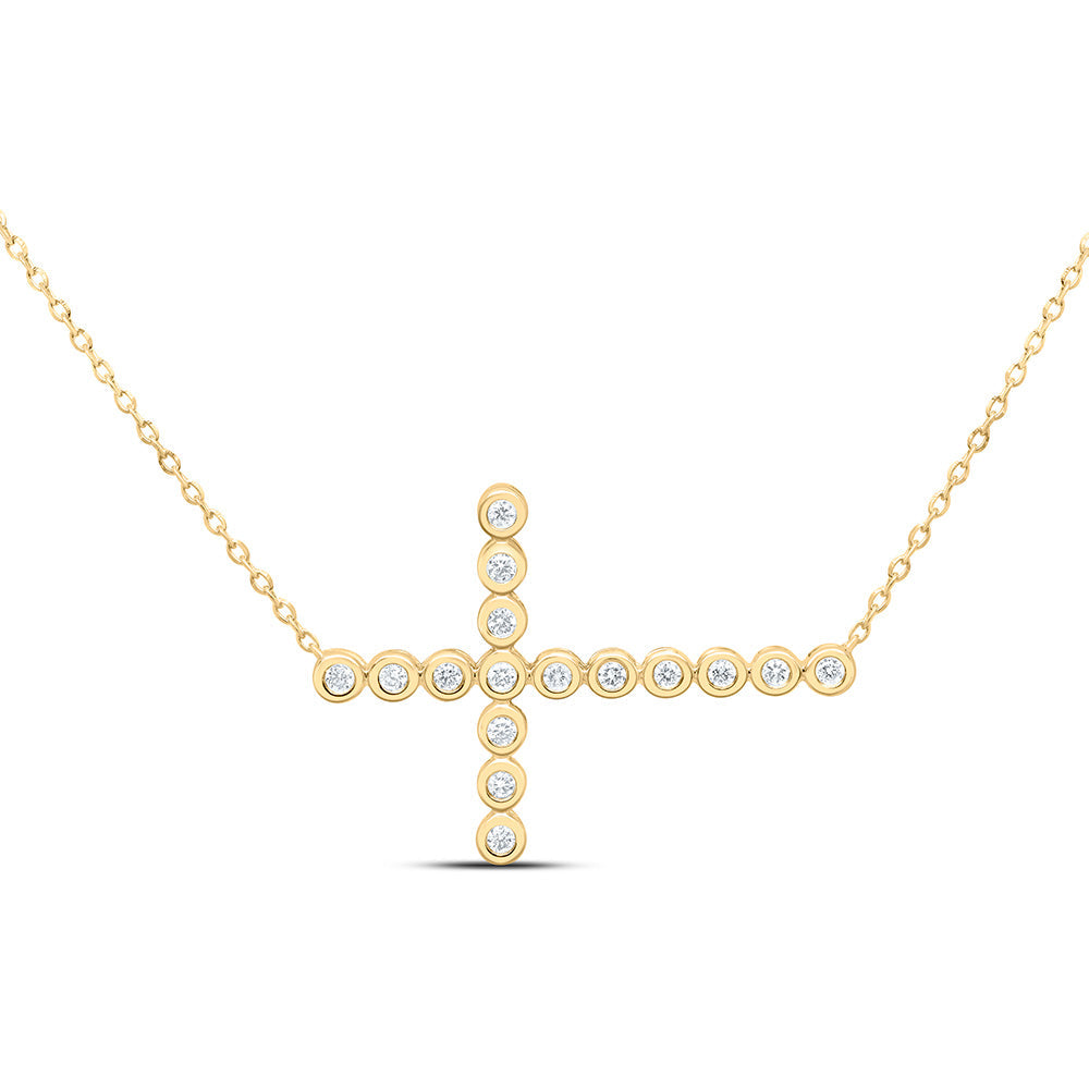1/6CTW-NAT DIA NK FASHION CROSS NECKLACE (18 INCH) Daisy Joyeria