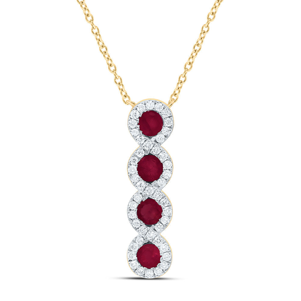 1/6CTW-NAT DIA ANA M 3/8CTW-RD-RU NAT GEM NECKLACE (18 INCH) Daisy Joyeria