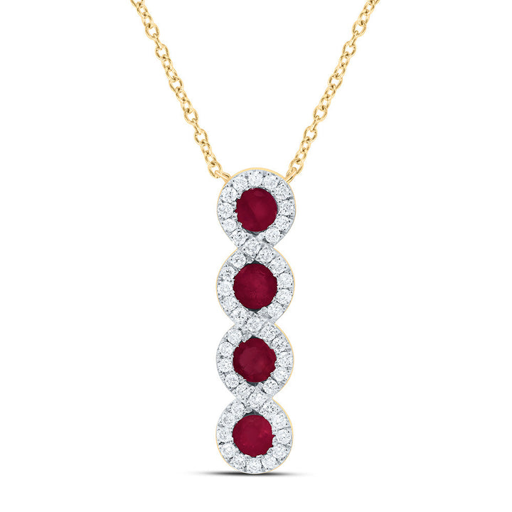 1/6CTW-NAT DIA ANA M 3/8CTW-RD-RU NAT GEM NECKLACE (18 INCH) Daisy Joyeria