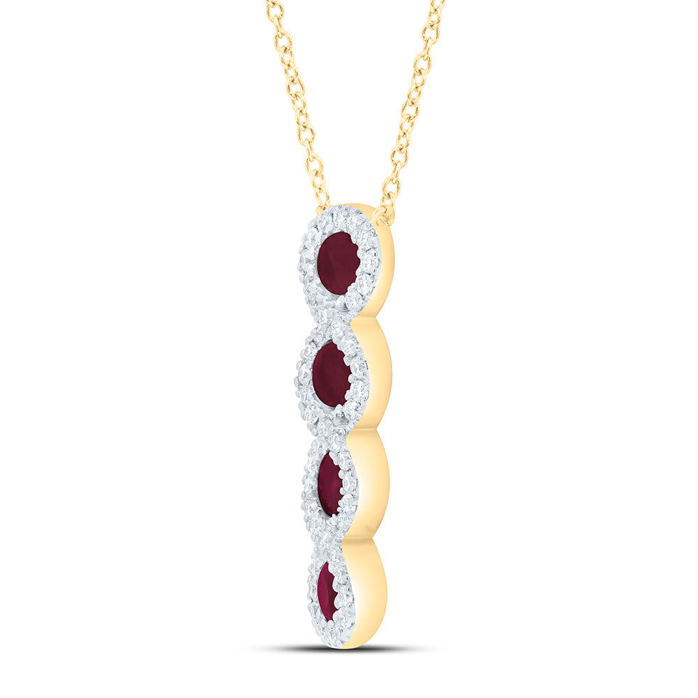 1/6CTW-NAT DIA ANA M 3/8CTW-RD-RU NAT GEM NECKLACE (18 INCH) Daisy Joyeria