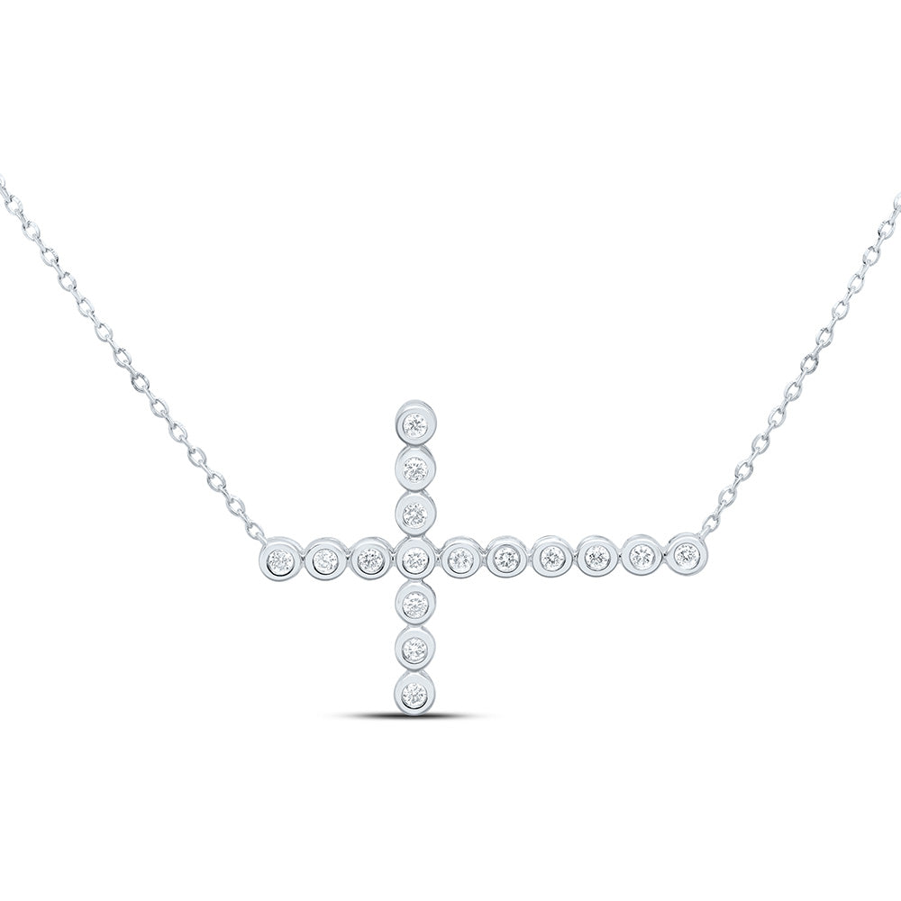 1/6CTW-NAT DIA NK FASHION CROSS NECKLACE (18 INCH) Daisy Joyeria