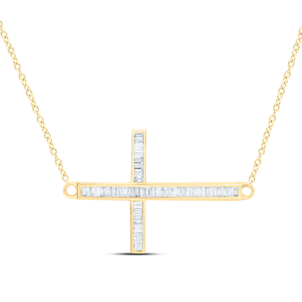 1/4CTW-NAT DIA CN FASHION CROSS NECKLACE (18 INCH) Daisy Joyeria