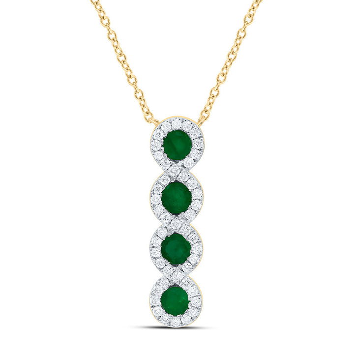 1/6CTW-NAT DIA ANA M 1/2CTW-RD-EM NAT GEM NECKLACE (18 INCH) Daisy Joyeria