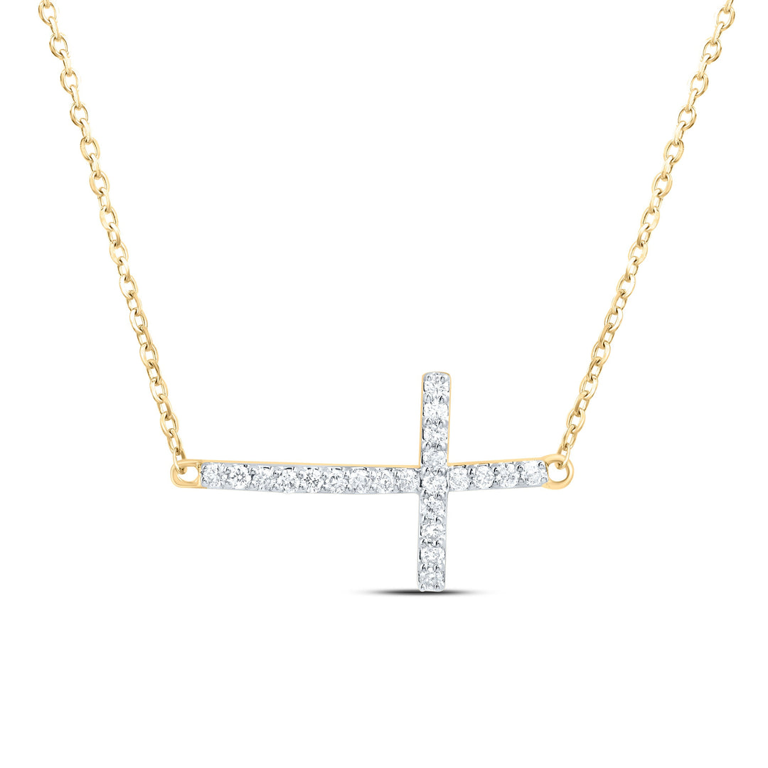 1/6CTW-NAT DIA NK FASHION CROSS NECKLACE (18 INCH) Daisy Joyeria