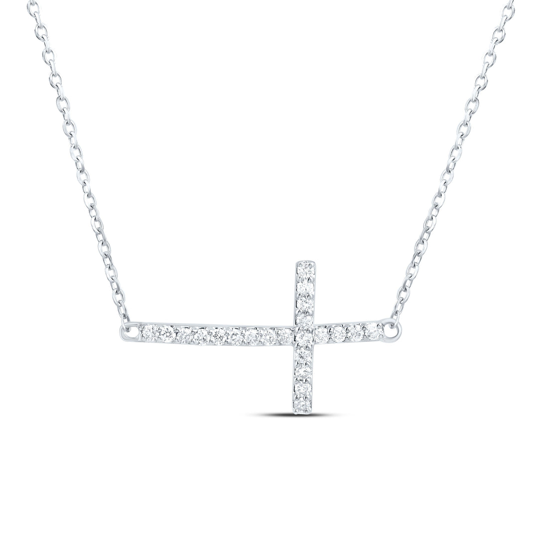 1/6CTW-NAT DIA NK FASHION CROSS NECKLACE (18 INCH) Daisy Joyeria
