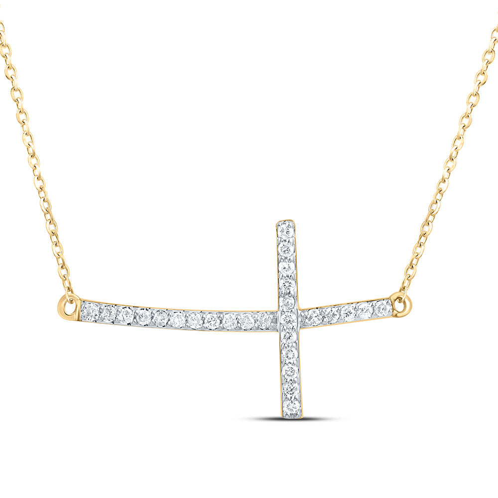 1/5CTW-NAT DIA NK FASHION CROSS NECKLACE (18 INCH) Daisy Joyeria