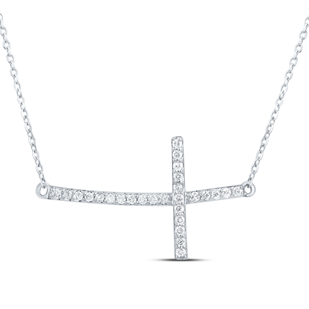 1/5CTW-NAT DIA NK FASHION CROSS NECKLACE (18 INCH) Daisy Joyeria