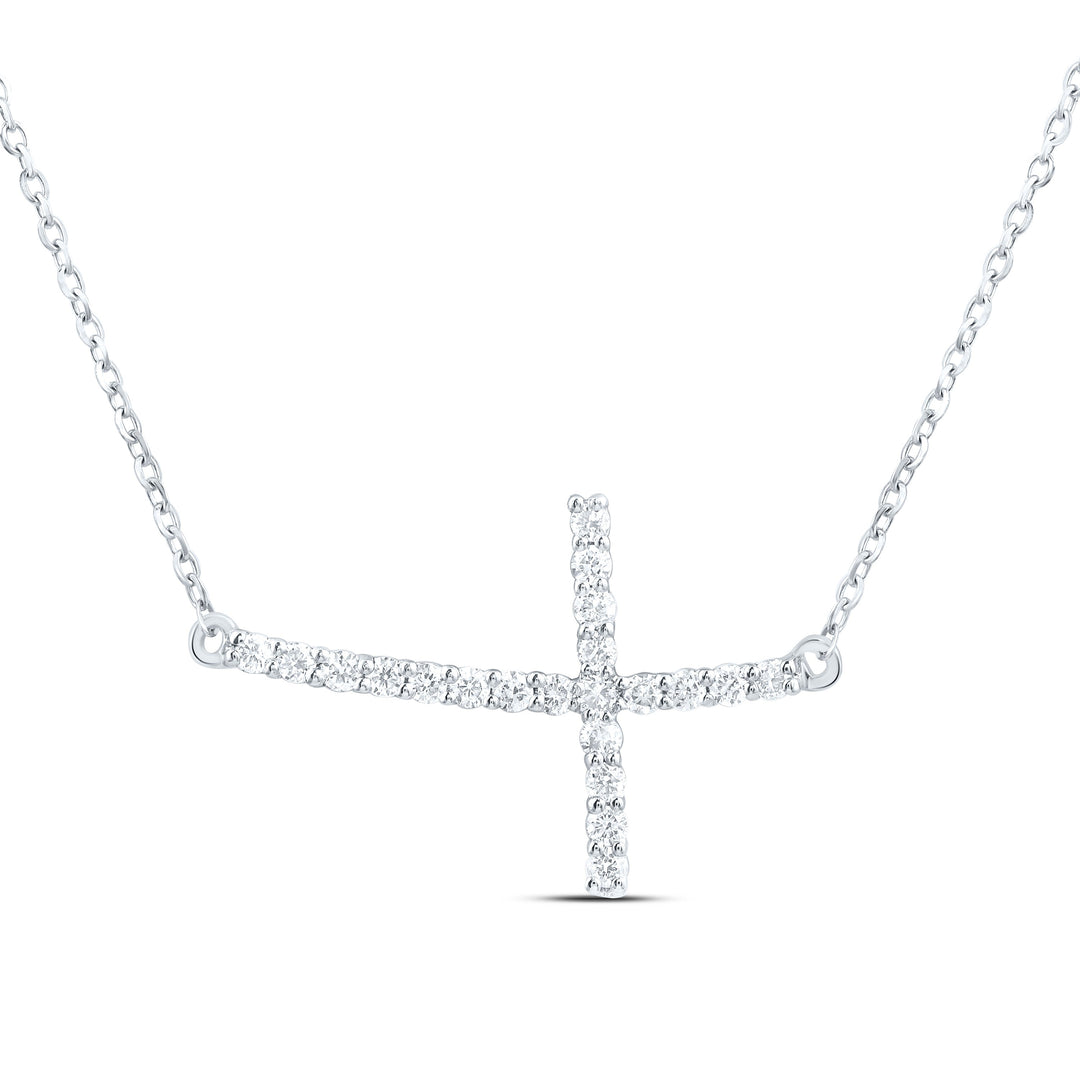1/5CTW-NAT DIA NK FASHION CROSS NECKLACE (18 INCH) Daisy Joyeria