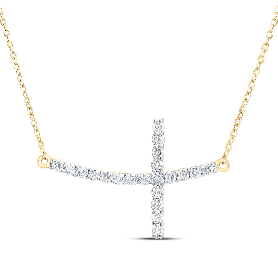 1/2CTW-NAT DIA NK FASHION CROSS NECKLACE (18 INCH) Daisy Joyeria