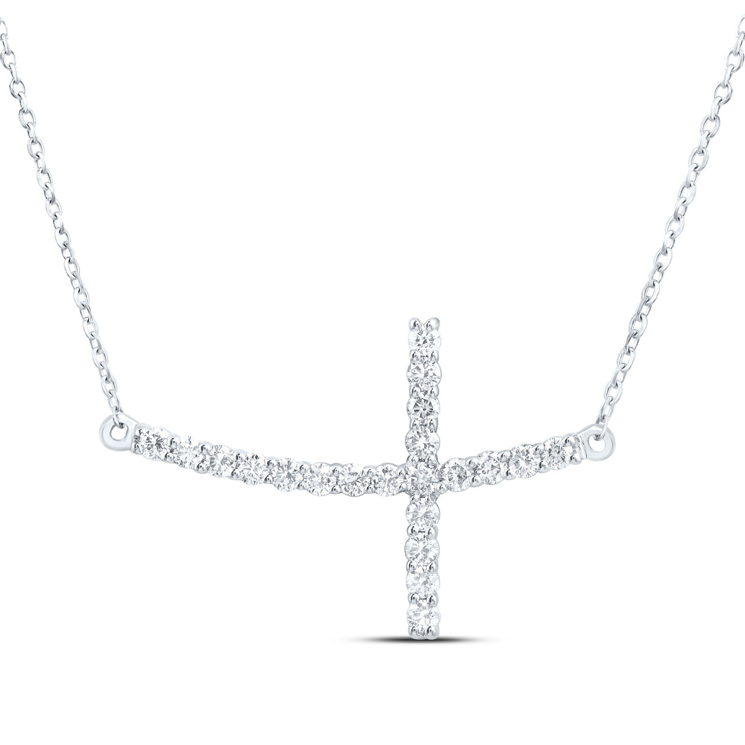 1/2CTW-NAT DIA NK FASHION CROSS NECKLACE (18 INCH) Daisy Joyeria