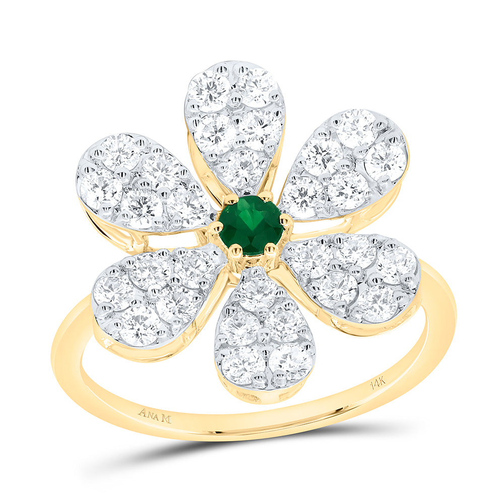 1CTW-NAT DIA ANA M 3MM-RD-EM NAT GEM FLOWER RING Daisy Joyeria
