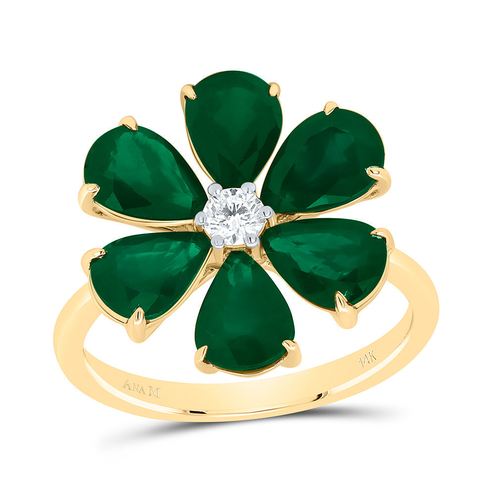 1/8CTW-NAT DIA ANA M 4 1/5CTW-PS-EM NAT GEM FLOWER RING Daisy Joyeria