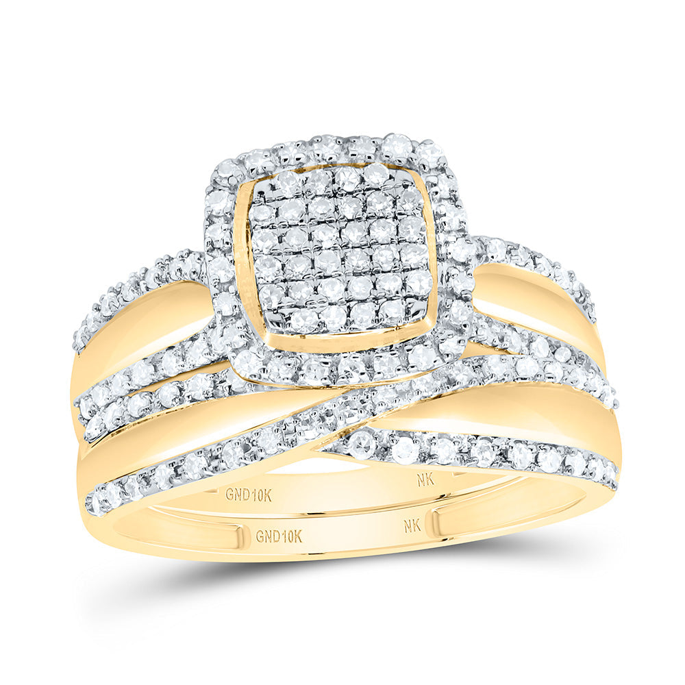 1/2CTW-NAT DIA NK FASHION CUSHION SINGLE HALO BRIDAL SET Daisy Joyeria