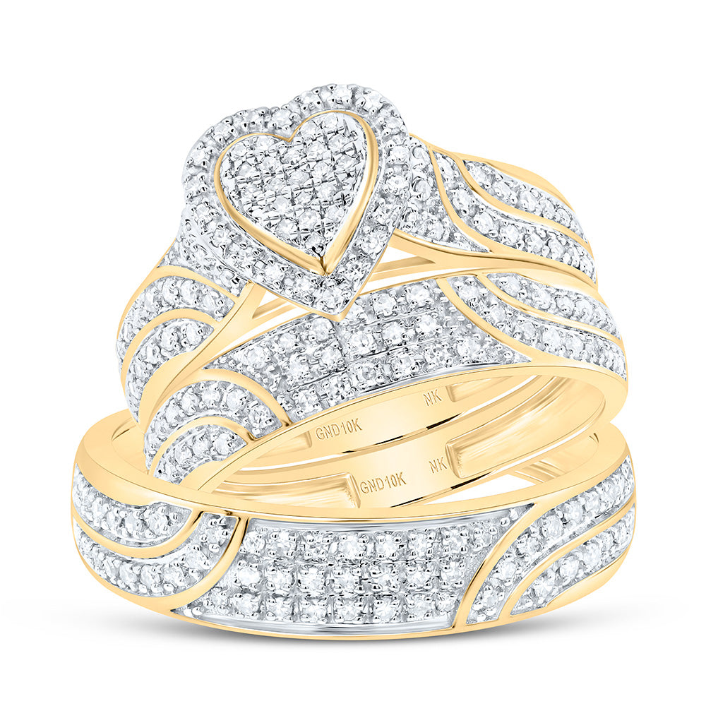 5/8CTW-NAT DIA NK FASHION HEART TRIO SET Daisy Joyeria