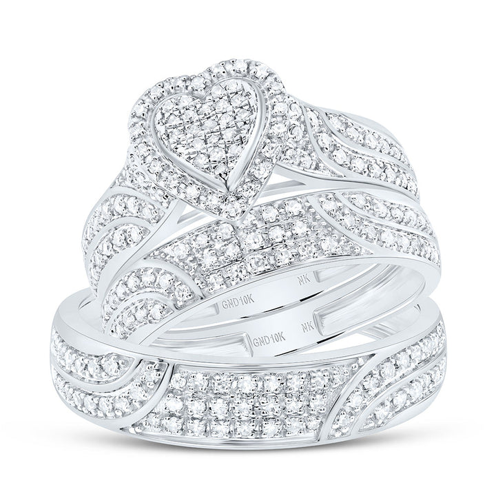 5/8CTW-NAT DIA NK FASHION HEART TRIO SET Daisy Joyeria
