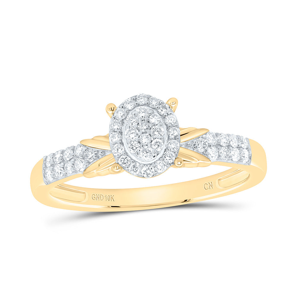 1/4CTW-NAT DIA CN OVAL SINGLE HALO ENGAGEMENT RING Daisy Joyeria