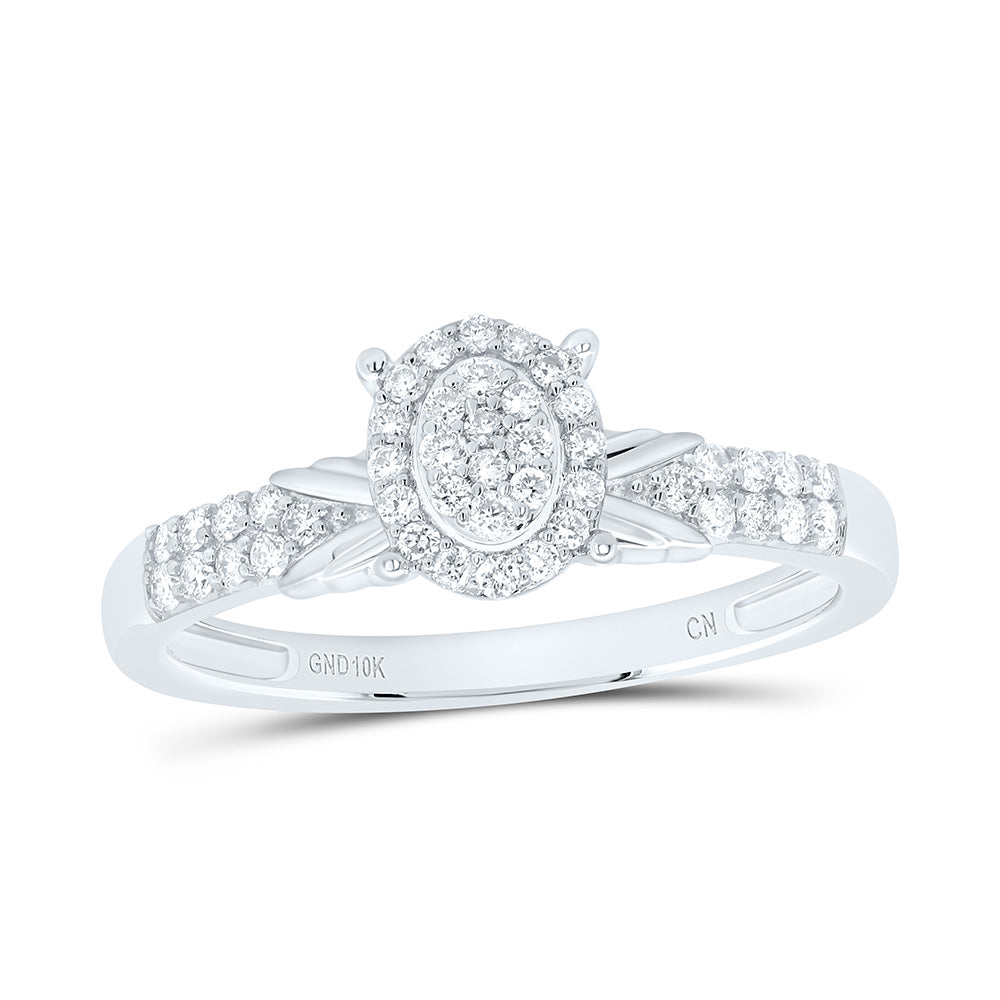 1/4CTW-NAT DIA CN OVAL SINGLE HALO ENGAGEMENT RING Daisy Joyeria