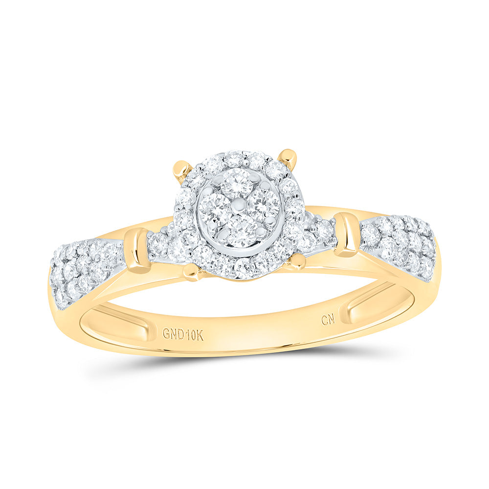 1/3CTW-NAT DIA CN ROUND SINGLE HALO ENGAGEMENT RING Daisy Joyeria
