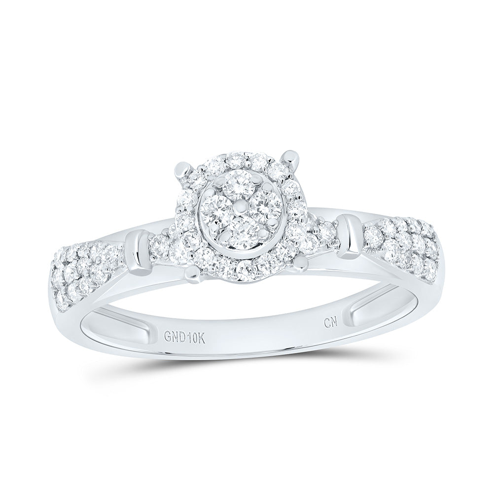 1/3CTW-NAT DIA CN ROUND SINGLE HALO ENGAGEMENT RING Daisy Joyeria