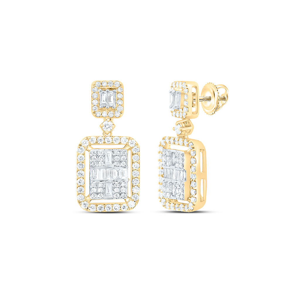 3/4CTW-NAT DIA ANA M FASHION EMERALD DANGLING EARRING Daisy Joyeria
