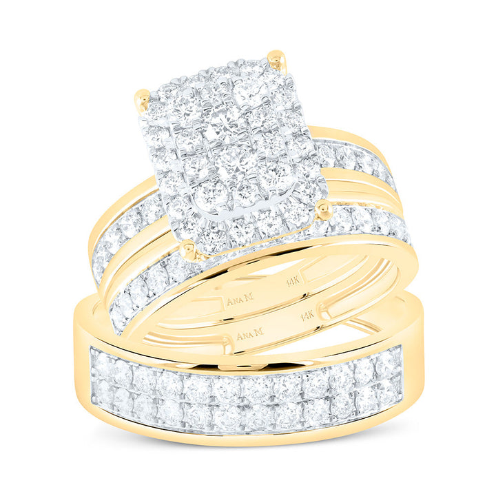 1 3/4 CTW-NAT DIA ANAM SQUARE TRIO SET Daisy Joyeria