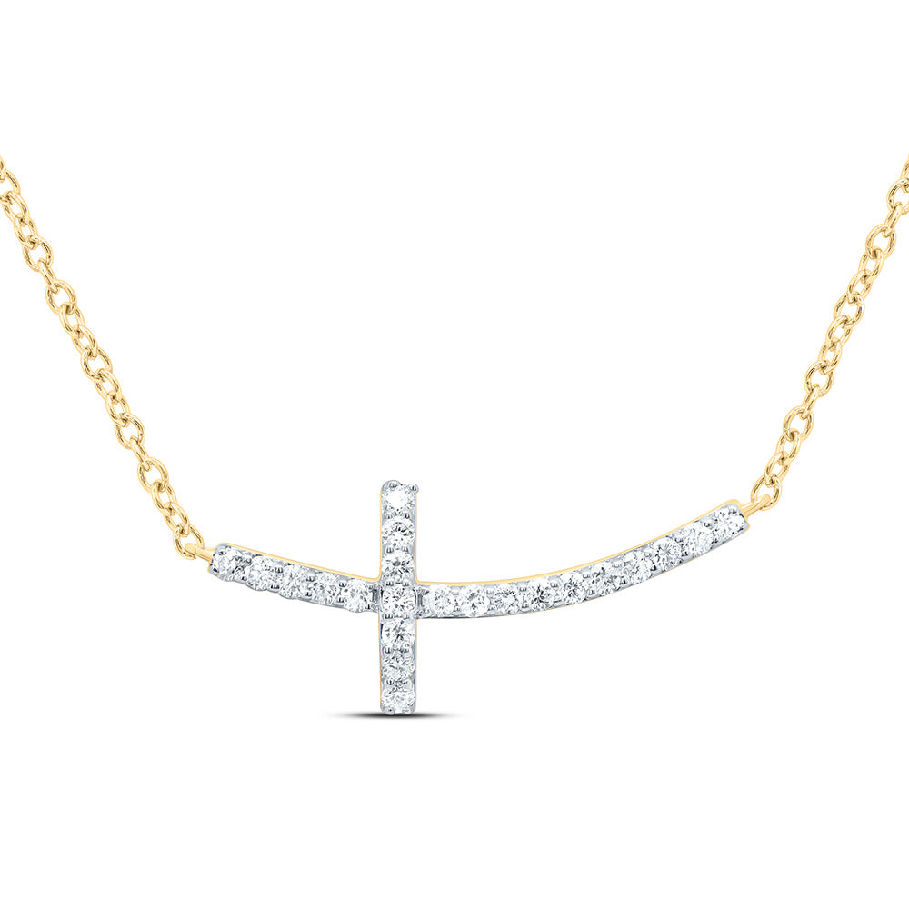 1/10CTW-NAT DIA NK FASHION CROSS NECKLACE (18 INCH) Daisy Joyeria