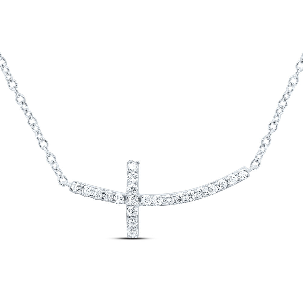 1/10CTW-NAT DIA NK FASHION CROSS NECKLACE (18 INCH) Daisy Joyeria