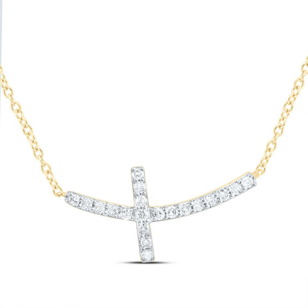 1/6CTW-NAT DIA ANA M FASHION CROSS NECKLACE (18 INCH) Daisy Joyeria