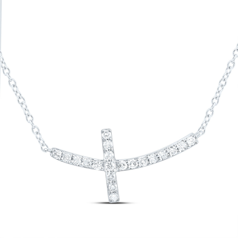1/6CTW-NAT DIA ANA M FASHION CROSS NECKLACE (18 INCH) Daisy Joyeria