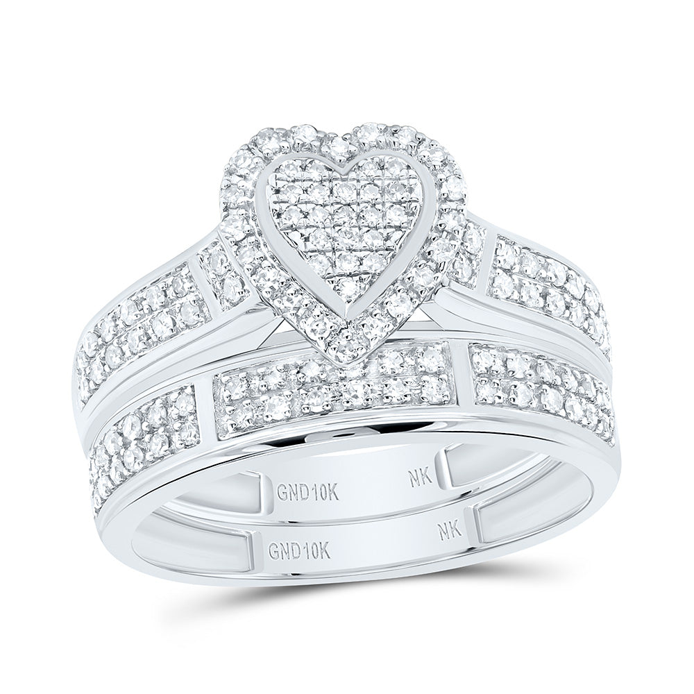 1/2CTW-NAT DIA NK FASHION HEART TRIO SET Daisy Joyeria