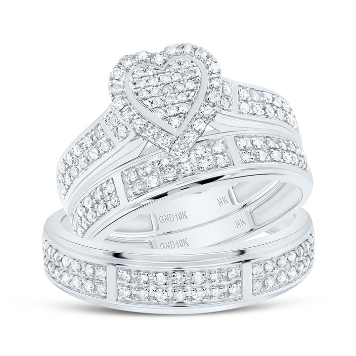 1/2CTW-NAT DIA NK FASHION HEART TRIO SET Daisy Joyeria