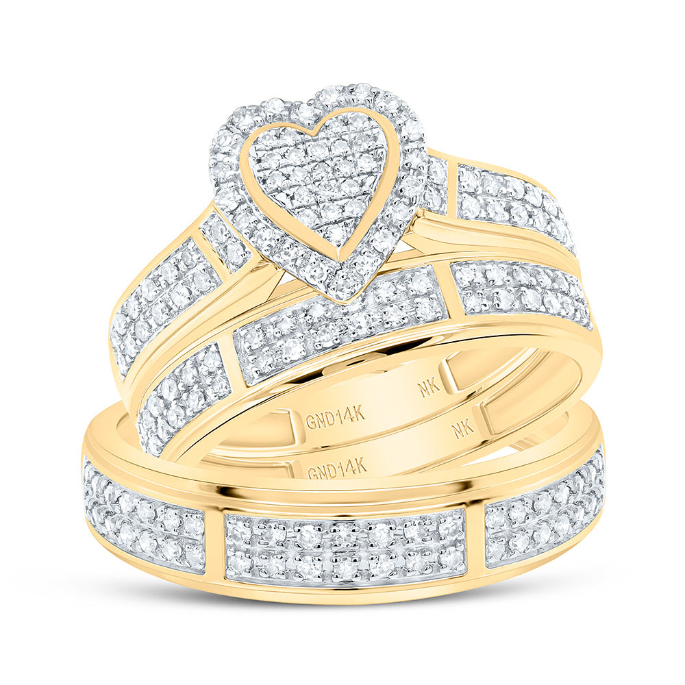 1/2CTW-NAT DIA NK FASHION HEART TRIO SET Daisy Joyeria