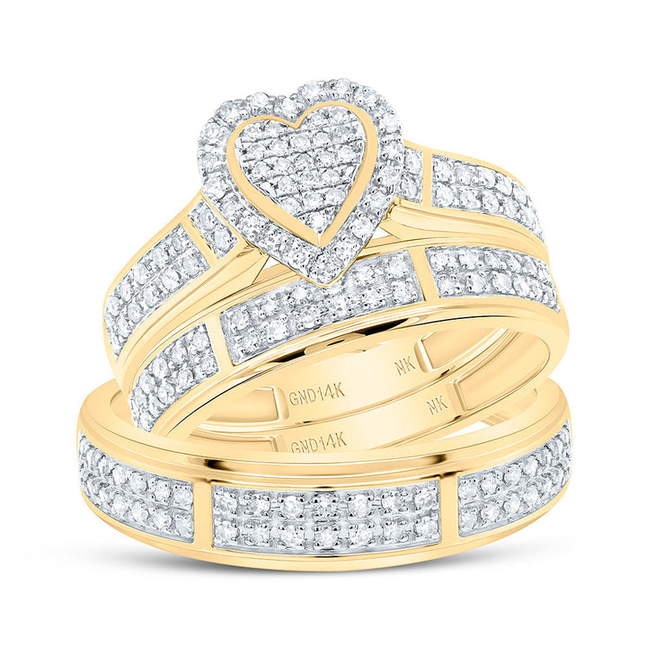 1/2CTW-NAT DIA NK FASHION HEART TRIO SET Daisy Joyeria